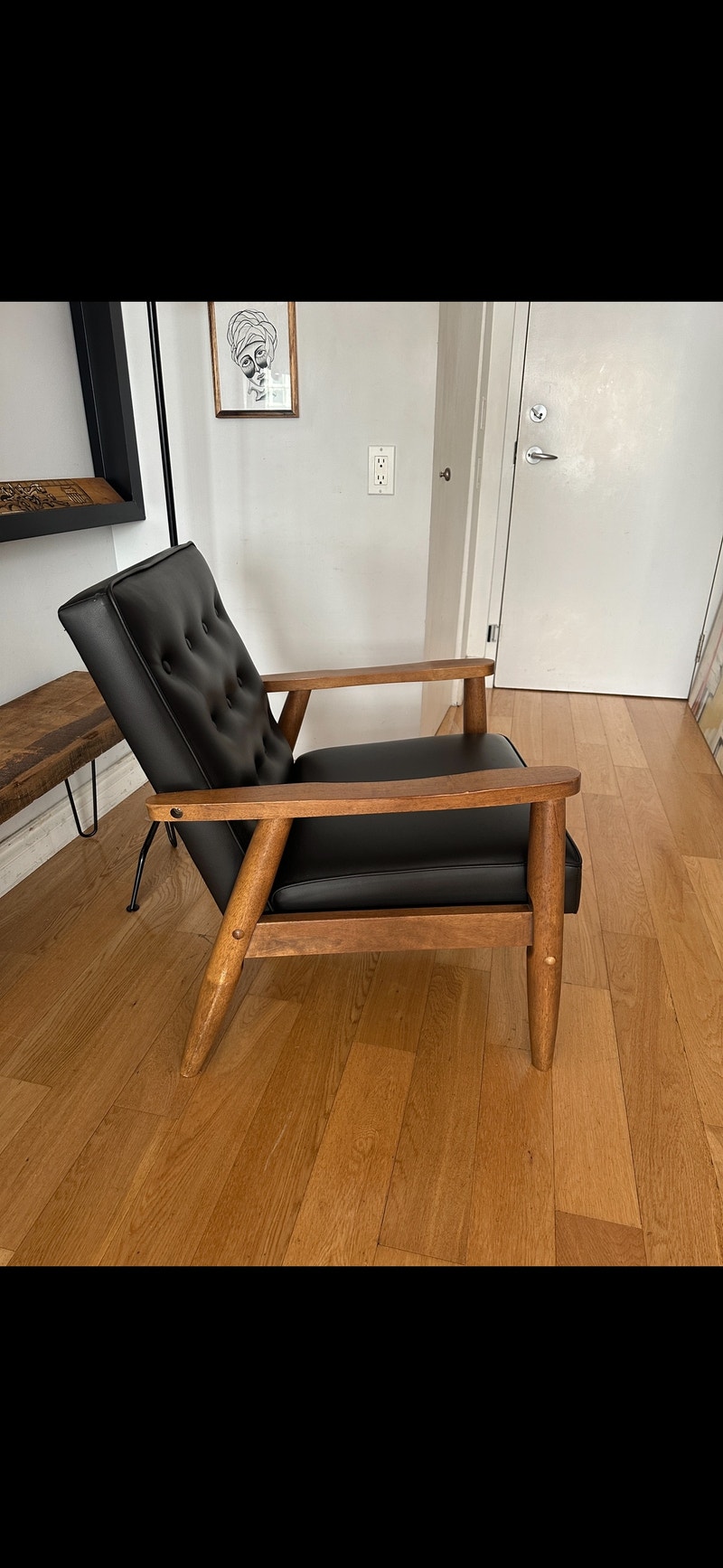 VINTAGE MOD CENTURY MODERN TEAK STYLE ARM LOUNGE CHAIR TUFTED Chairs