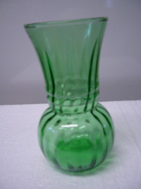 Green Glass Bulbous Vase