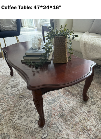 Coffee Table & End Table With Red Wood Finish, View more
