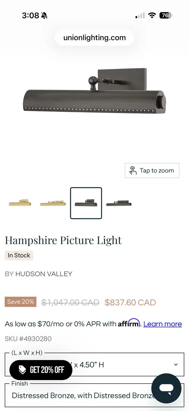 Hudson Valley picture Light fixtures in Indoor Lighting & Fans in Cornwall - Image 3