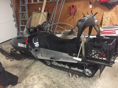 1996 Skandic for sale. Great sled for ice fishing. Custom made rack for gear. Oil injection and reve...