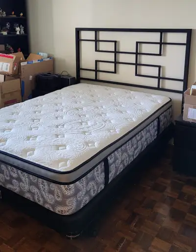 Full-size bed - frame, headboard, box spring, optional mattress, View more