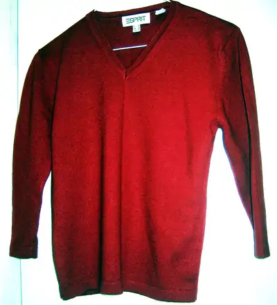 TSW77 WOMEN’S RED BURGUNDY ESPRIT V-NECK WOOL SWEATER Size Smal, View more