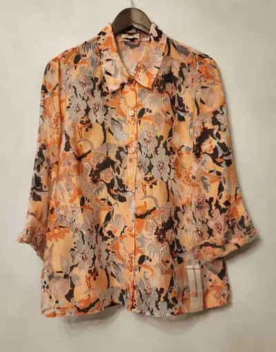 Linen/Rayon 3/4 Sleeve Women’s Shirt Coral Orange Brown NWT, View more