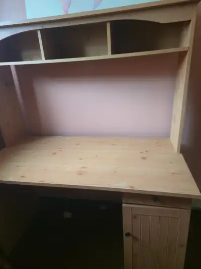 Pine desk and mathcing shelves, View more