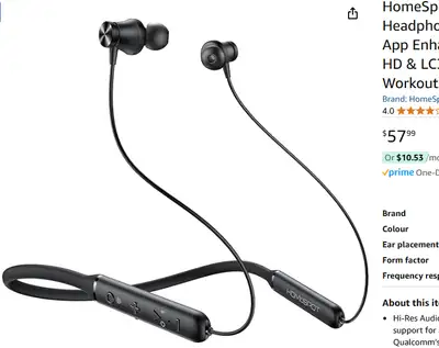 NEW Wireless Headphones 40 Hour Battery Bluetooth AptX In Ear, View more