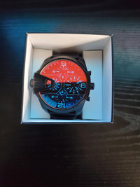 Diesel Uber Chief Three-Hand Black Leather Watch