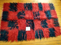 Flokati rug blue red vintage 2 sizes
