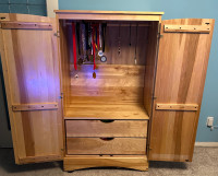 Oak armoire and chest of drawers bedroom furniture dressers