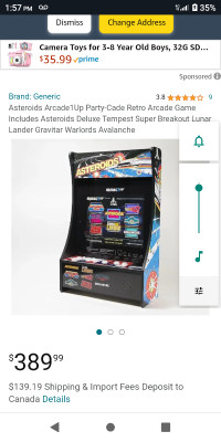 Retro arcade machine 1up Asteroid 8in1, brand new