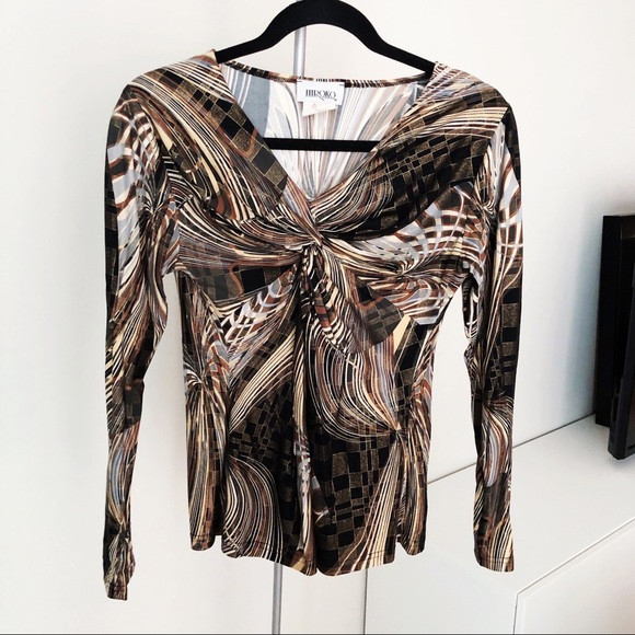 NEW Hiroko Women's Brown Print Long Sleeved Blouse Top (Size S) in Women's - Tops & Outerwear in London