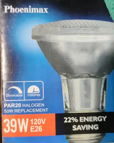 5 Pack Par20-120V-39W (Flood, High Output 50W Equivalent) Haloge, View more