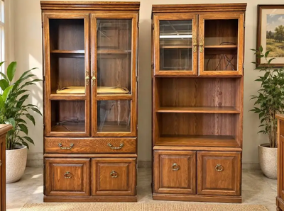 Pair of Oak Finish Wall Units, View more