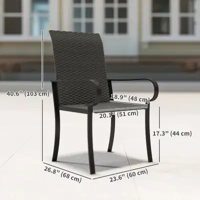 Outdoor PE Rattan Patio Dining Chair with Steel Frame, View more
