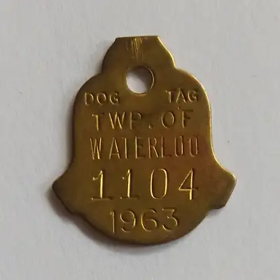 1963 WATERLOO TOWNSHIP DOG TAG #1104 PENDANT JEWELRY, View more