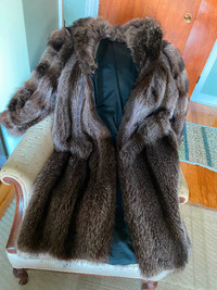 Women’s Long Raccoon Fur Coat Size 6