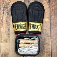 Everlast Leather Boxing Training Gloves 4310 Jump Rope Set
