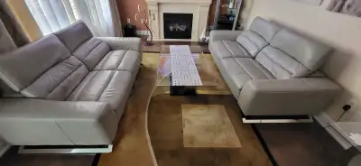 Modern Grey Leather Sofa Set, View more
