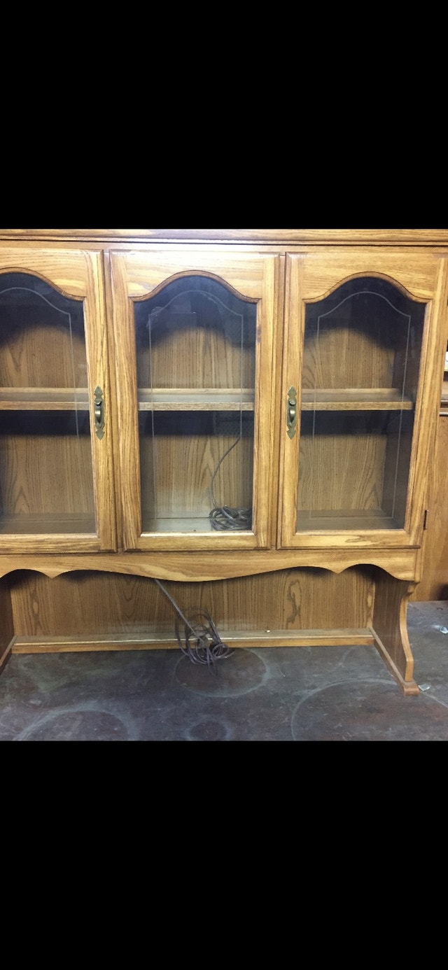 Vintage Solid oak table chairs hutch and china Hutches & Display St. Albert