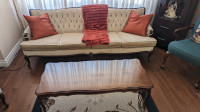 French Provincial, wood frame couch and chair