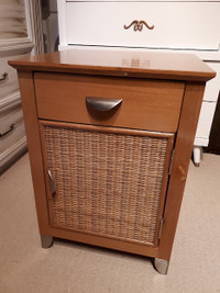 Nightstand- Wood & Wicker with 1 Drawer and Cabinet- $45 FIRM