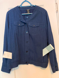 1 Women's Olsen Box Jacket, navy, linen & cotton, XL/ 16, $35
