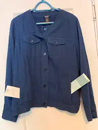 1 Women's Olsen Box Jacket, navy, linen & cotton, XL/ 16, $35
