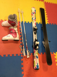 Youth girl ski, boots and poles