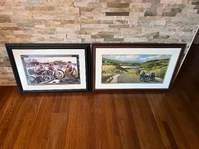 Beautiful Harley-Davidson pictures With frame and glass Asking $300 each Or $500 for both