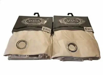 Luxurious Ribbed Velvet Curtains – Cream – 55" x 98" Extra Long, View more