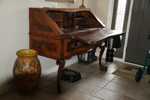 Desk, Drop Front, Italian Antique in Desks in Sarnia - Image 2