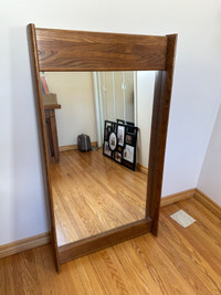 Vtg MCM Solid Teak Wall Mount Mirror