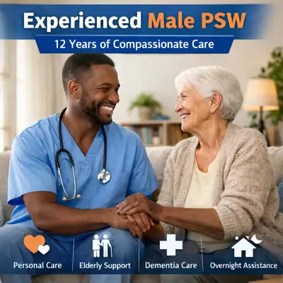 Male PSW – 12 Yrs Experience, Friendly & Compassionate, View more