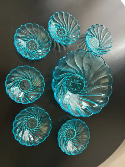 vintage swirl blue bowl set , View more