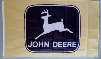 John Deere Flag, Yellow Background w/header and brass Grommets