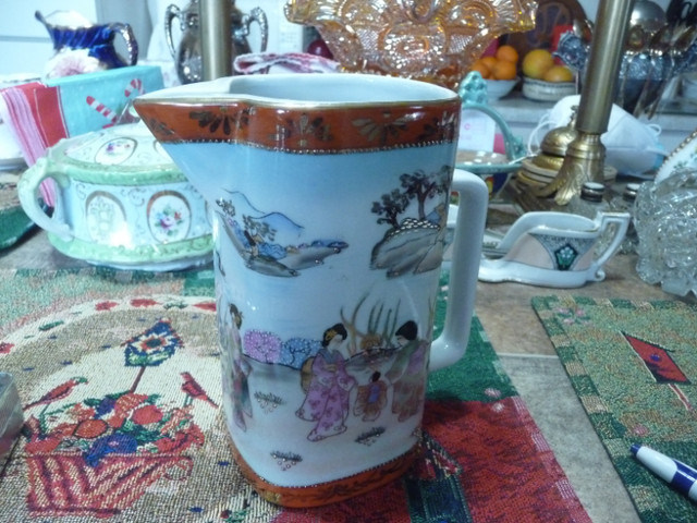 Fine Large "Nippon" Hand Painted "Geisha" Milk Or Water Pitcher in Arts & Collectibles in Fredericton - Image 2