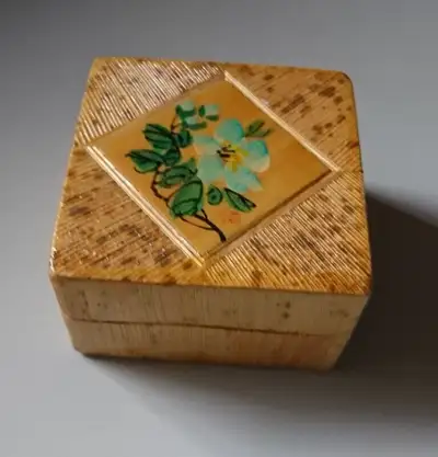 Vintage Bamboo Trinket/ Ring Box - Square Box, View more