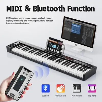 Conditon NEW Pickup location : AIrdrie FingerBallet 61 Key Folding Piano Keyboard,Semi-Weighted Key...