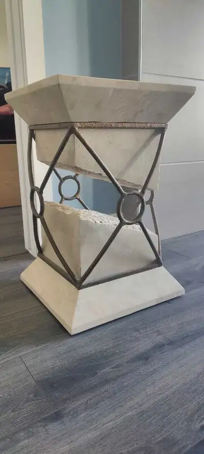Tessellated Fossil Stone Table + Lamp, View more