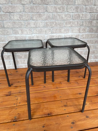 Outdoor Glass Top Side Table
