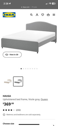 Queen size HAUGA IKEA bed  (Mattress not included)