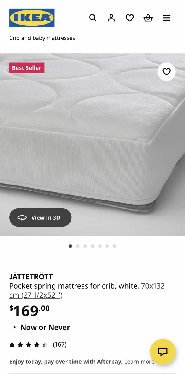 Ikea Sniglar Crib+Mattress+Mattress Protector in Cribs in Mississauga / Peel Region - Image 4