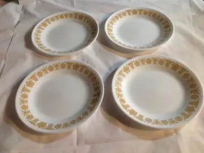 4 Corelle vintage gold butterfly bread plates, View more