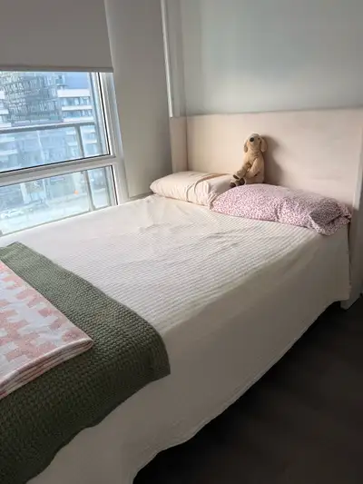 Double/Full Size Mattress (Sealy) with upholstered bed frame, View more