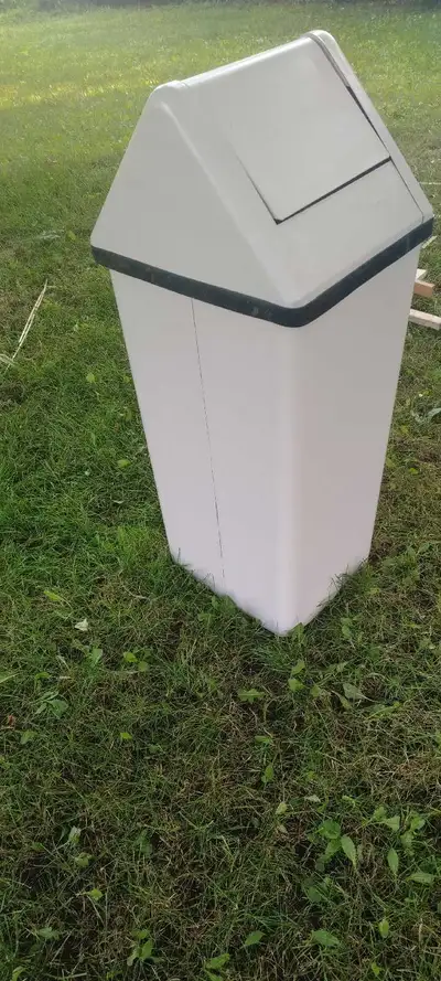 Vintage metal garbage can , View more