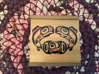 British Columbia Salmon Cedar Wood Box & Indigenous Art Lid