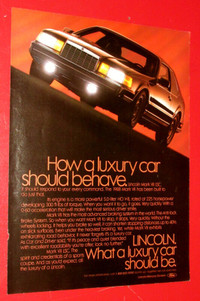 BEAUTIFUL 1988 LINCOLN MARK VII LSC LUXURY CAR AD - ANONCE 80S