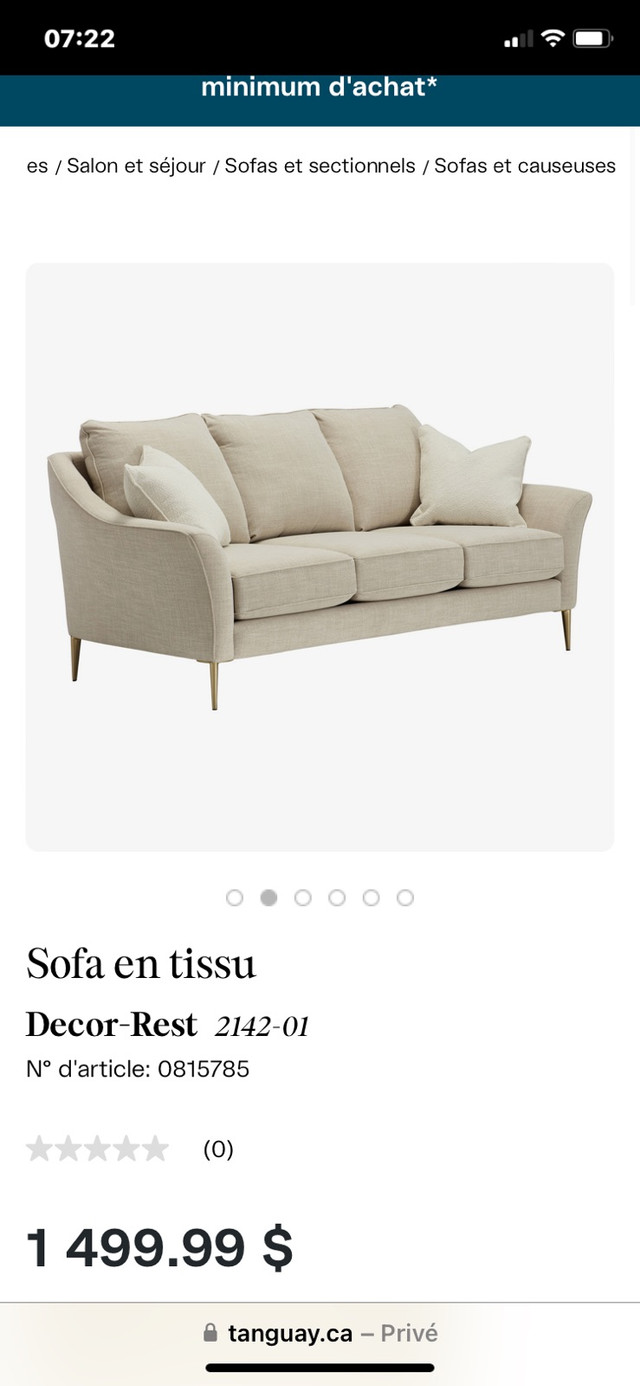 Sofa en tissus beigne négociable neuf dans Sofas et futons  à Ville de Montréal - Image 2