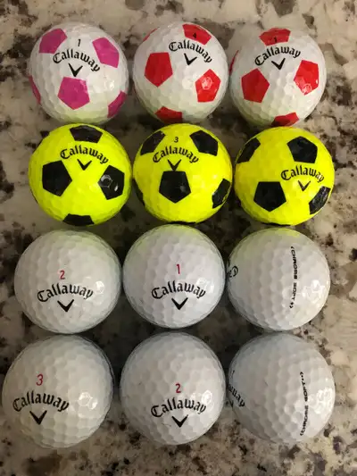Callaway Chrome Soft and Chrome Soft Soccer used golf balls In excellent condition. No scuffs or mar...