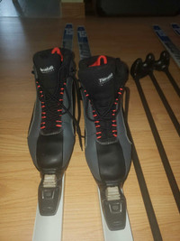 Skis, boots, poles
